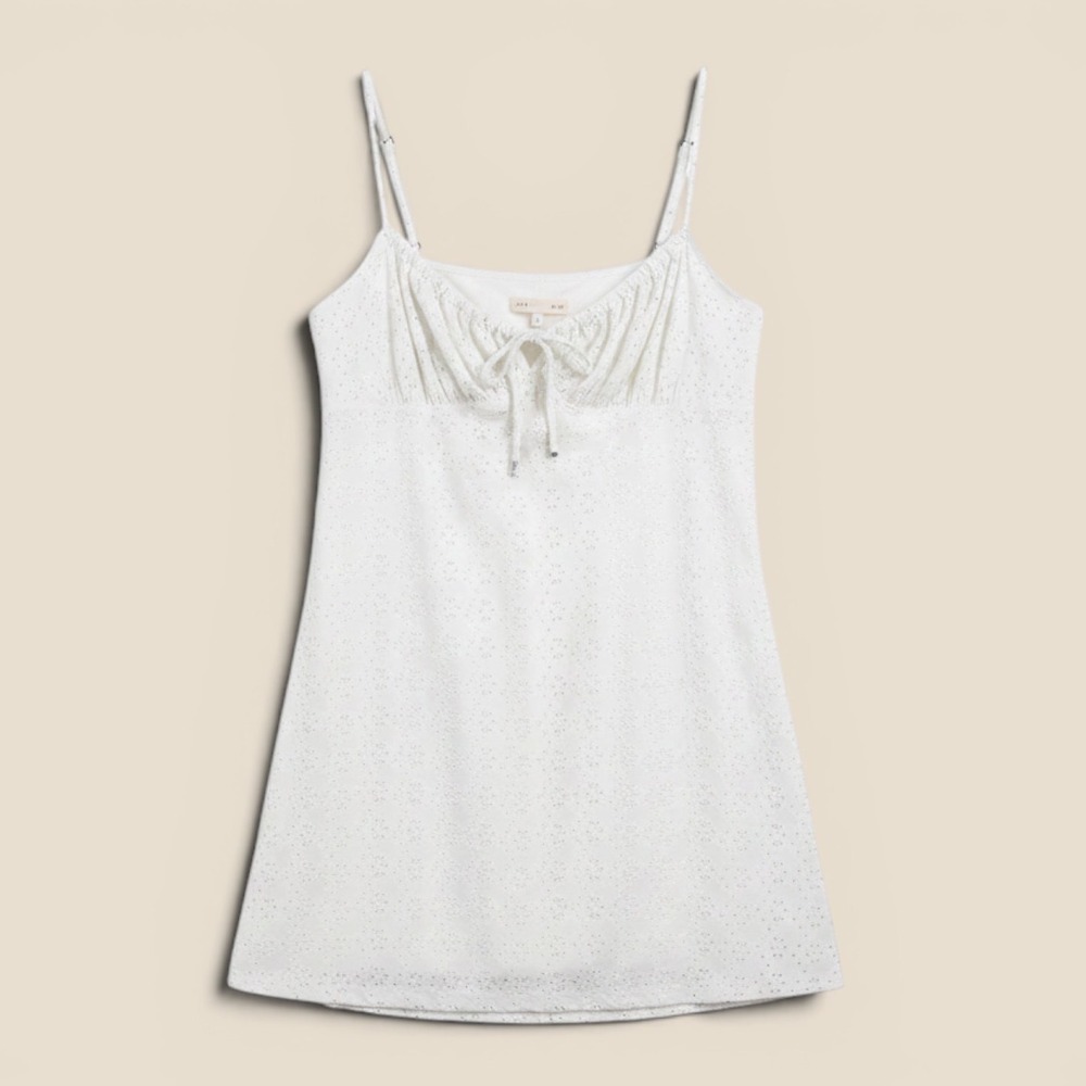 Aeropostale Womens White Eyelet 90s‎ Y2K Tie Front Cami Sundress Size XL fairy